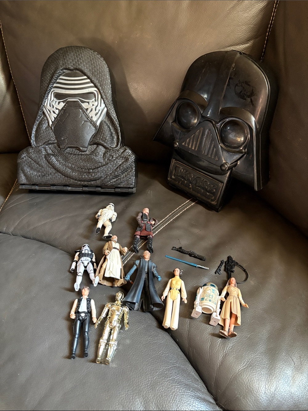Star Wars Black Vader & Kylo Ren cases with Vintage Action Figures